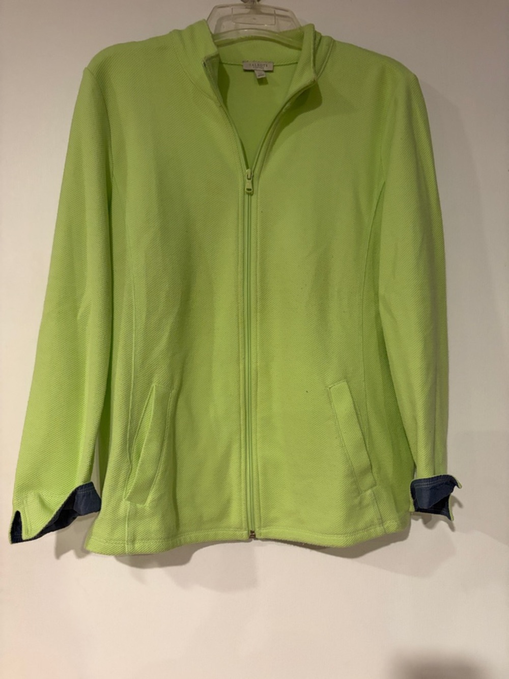 Talbots Lime Green Zip-Front Utility Jacket with Hood